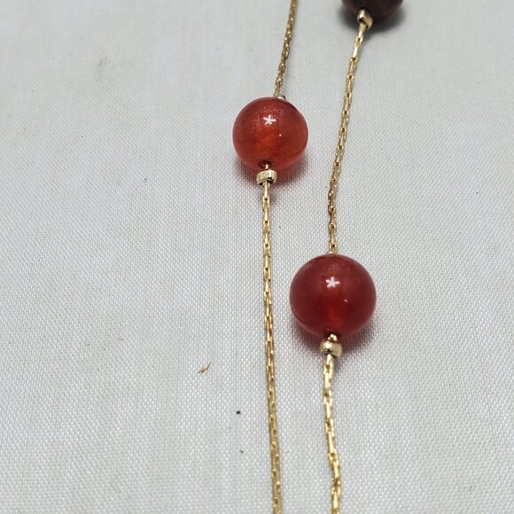 Ali Khan carnelian stone multi color beaded necklace with gold chain - Picture 4 of 11